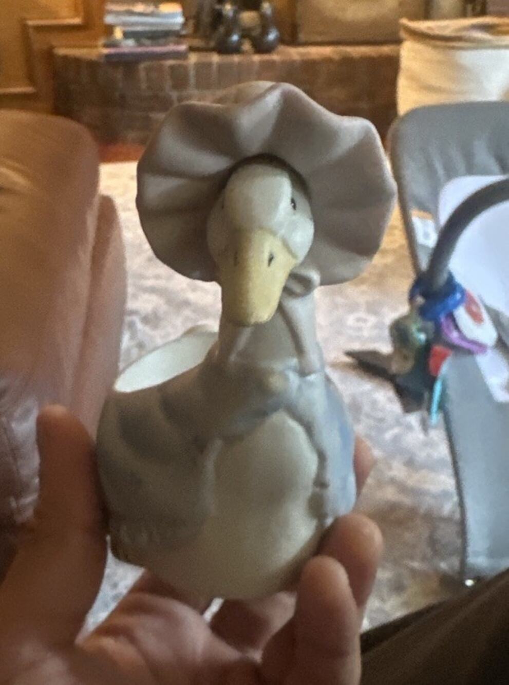 Omnibus Goose Trinket Dish Figurine Blue Bonnet Country Farmhouse Décor